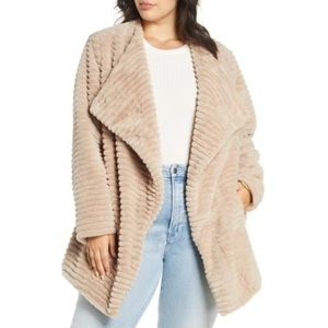 BB Dakota Simonetta Ribbed Faux Fur Tan Jacket Size 1X